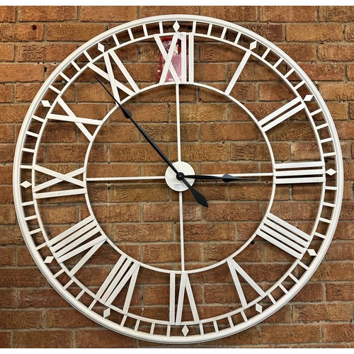 1475 - A white skeleton clock, 4ft diameter