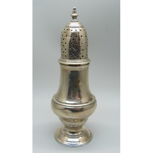 771A - A George III silver shaker, London 1763, 83g, 13.5cm