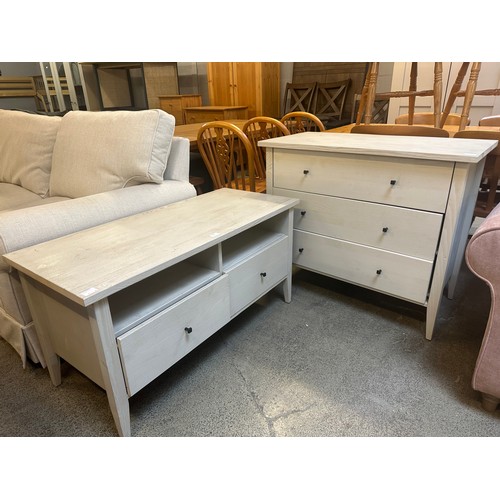 1558 - An Ikea three drawer chest and a two drawer TV unit