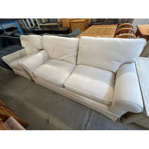 1554 - A John Lewis oatmeal three seater sofa and armchair