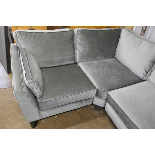 1461 - A Barker & Stonehouse pewter velvet corner sofa - RRP £2449