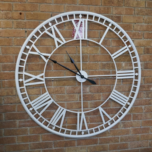 1475 - A white skeleton clock, 4ft diameter