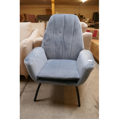 1480 - Steel Blue Velvet Armchair