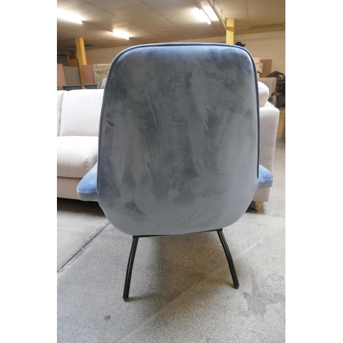 1480 - Steel Blue Velvet Armchair