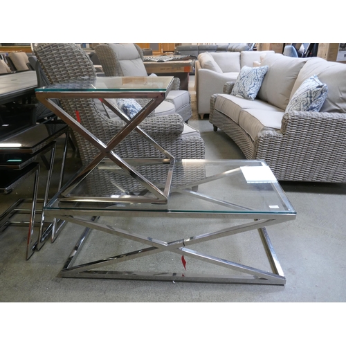 1492 - A chrome and glass coffee table and lamp table *This lot is subject to VAT