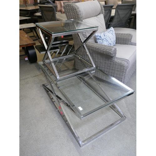 1492 - A chrome and glass coffee table and lamp table *This lot is subject to VAT