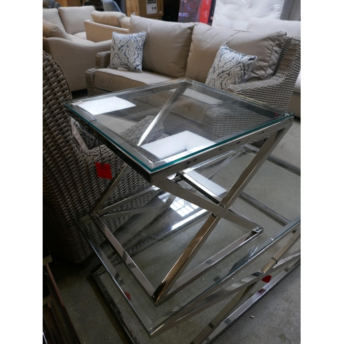 1492 - A chrome and glass coffee table and lamp table *This lot is subject to VAT