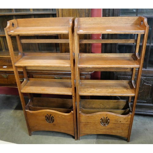 133 - A pair of Arts and Crafts oak open bookcases