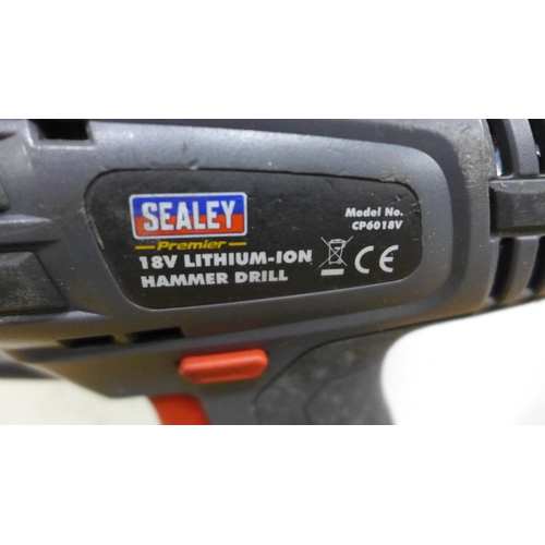 2016 - A Sealey CP6018V 18v cordless drill with 18v Li-ion battery and charger in case