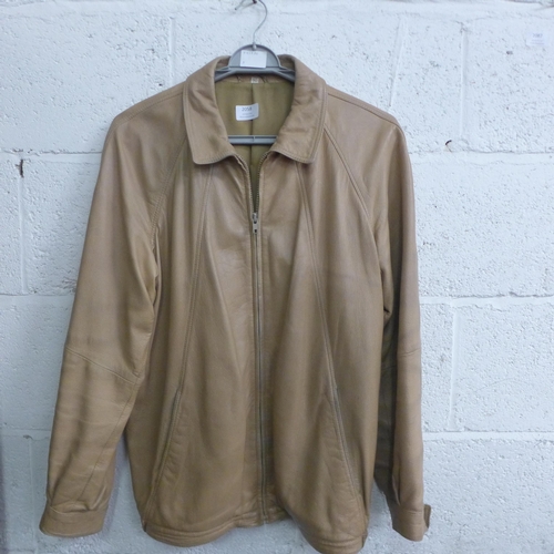 2058 - A light tan leather jacket, size 50