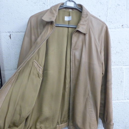 2058 - A light tan leather jacket, size 50