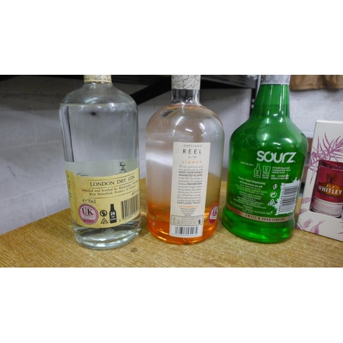 2074 - 5 Assorted bottles of spirits; 70cl Boyles small batch Gin, 70cl Shetland Reel Gin, 70cl Apple Sours... 