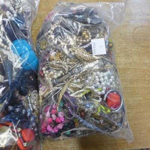 2086 - 2 Bags of costume jewellery