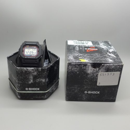 2107 - A men's Casio G-Shock digital wristwatch with solar power, LED back light and black resin strap * th... 