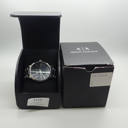 2113 - A men's Armani Exchange stainless steel bracelet wristwatch * this lot is subject to VAT