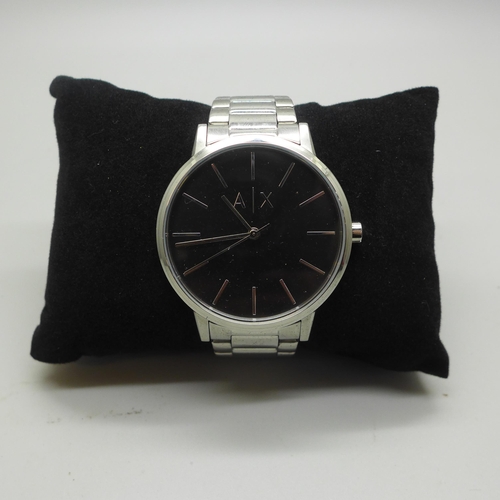 2113 - A men's Armani Exchange stainless steel bracelet wristwatch * this lot is subject to VAT