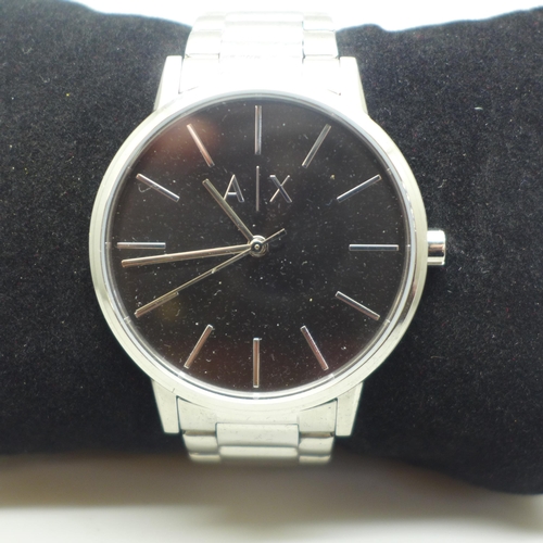 2113 - A men's Armani Exchange stainless steel bracelet wristwatch * this lot is subject to VAT