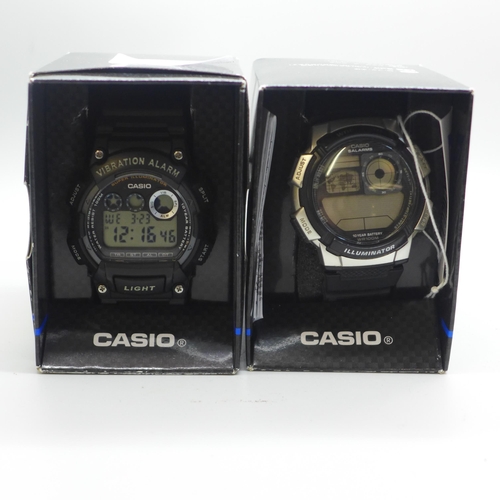 2114 - A men's Casio World Time Illuminator digital wristwatch with LCD back lit display and black resin st... 