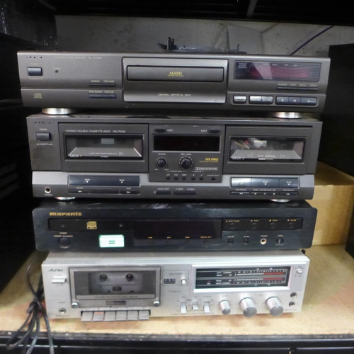 2123 - A quantity of stereo equipment including a Technics SC-PG390 compact disc player, Technics RS-TR232 ... 