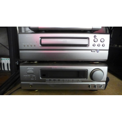 2130 - Stereo equipment including a Pioneer M-f10 stereo power amplifier, a Denon RCD-M38DAB CD receiver, a... 