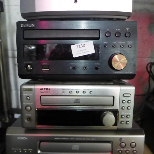 2130 - Stereo equipment including a Pioneer M-f10 stereo power amplifier, a Denon RCD-M38DAB CD receiver, a... 