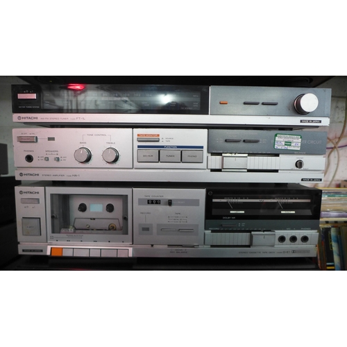 2131 - A quantity of stereo equipment including a Hitachi HY-1 DC Servo turntable record player, Hitachi FT... 