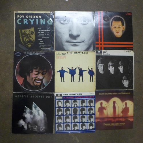 2132 - Four boxes of approx. 600 LPs including mainly rock and pop such as The Beatles, Status Quo, Elvis P... 