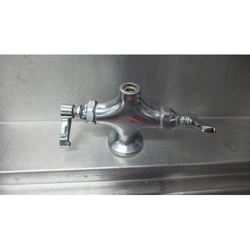 2147 - A 180 x 60cm stainless steel industrial catering  kitchen sink unit with hole for waste disposal