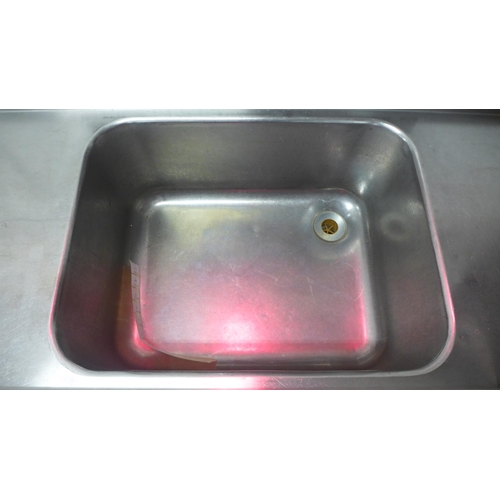 2147 - A 180 x 60cm stainless steel industrial catering  kitchen sink unit with hole for waste disposal