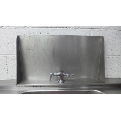 2147 - A 180 x 60cm stainless steel industrial catering  kitchen sink unit with hole for waste disposal