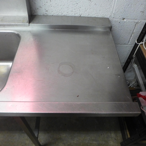 2147 - A 180 x 60cm stainless steel industrial catering  kitchen sink unit with hole for waste disposal