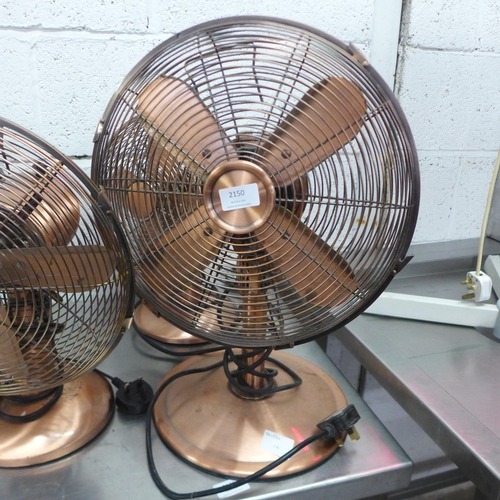 2150 - Four assorted stainless steel fans including desk fans and box fan