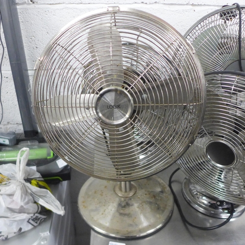 2151 - Five assorted stainless steel table/desk fans