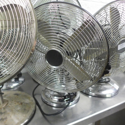 2151 - Five assorted stainless steel table/desk fans