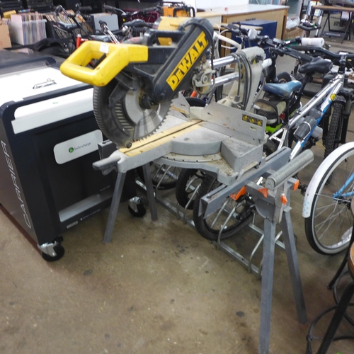 2165 - A Dewalt DW708 230v 305mm sliding mitre saw and leg stand