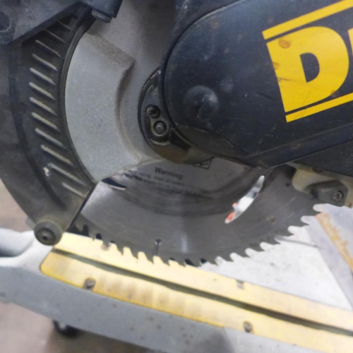 2165 - A Dewalt DW708 230v 305mm sliding mitre saw and leg stand