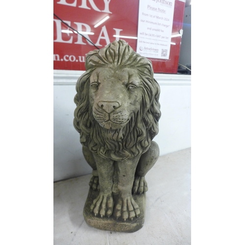 2184 - A pair of 60cm antique effect concrete lions