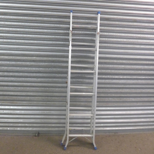 2186 - A 6-rung aluminium stepladder, a 10-rung aluminium stepladder and a set of 2-rung metal safety steps