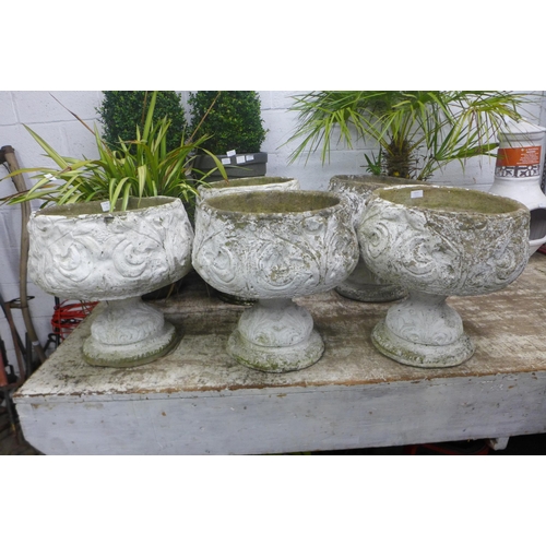 2212 - Five 2-part Concrete planters