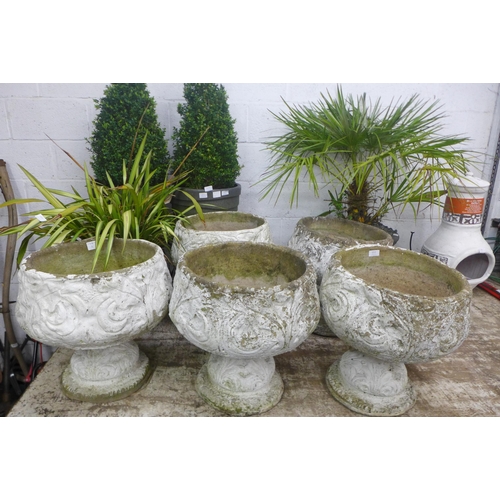 2212 - Five 2-part Concrete planters