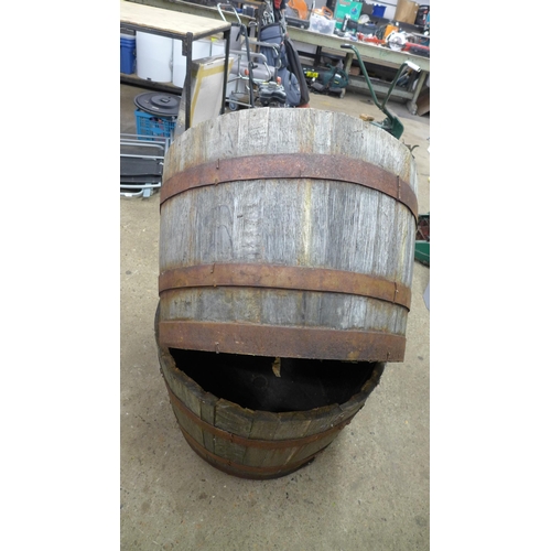 2240 - 2 Half oak whisky barrels