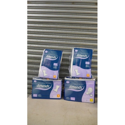 2272 - 12 Packs of hygiene pads; 9 packs of Attends Contour Regular 3 size 7, 6 packs of 5 and 3 packs of T... 