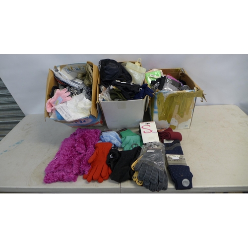 2292 - 3 Boxes of assorted winter clothing; hats, socks, scarves, thermal clothing etc.