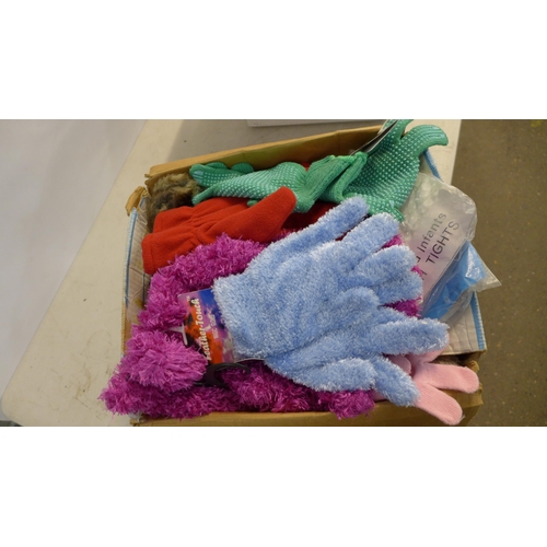 2292 - 3 Boxes of assorted winter clothing; hats, socks, scarves, thermal clothing etc.