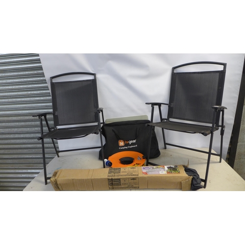 2301 - A quantity of camping equipment including a  Hi-Gear camping cupboard, folding chairs, Kingfisher Ou... 