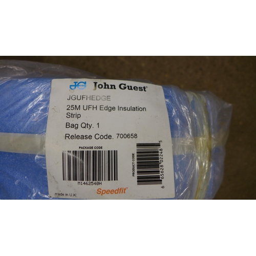 2304 - 10 Rolls of John Guest 25m UFH edge insulation strip and a bag of foam