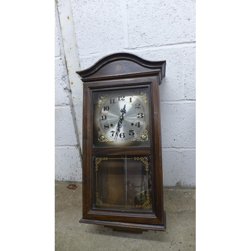 2338 - A collection of six clocks; 4 long cased wall clocks and 2 mantel clocks including President 31 day,... 