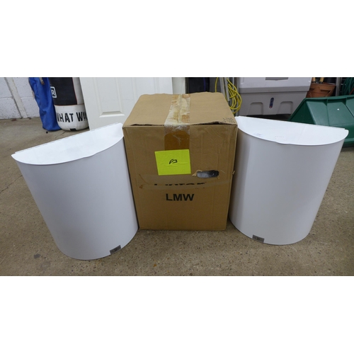 2345 - Four metal wall mounted semi-circular 20 litre waste bins