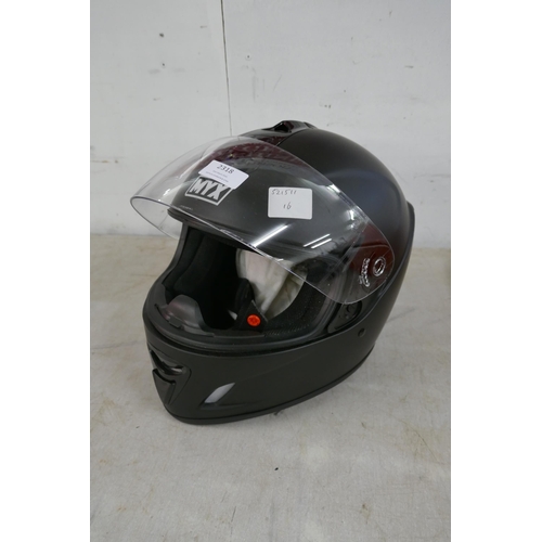 2318 - A Corner armoured motorbike jacket and Myx helmet, size large