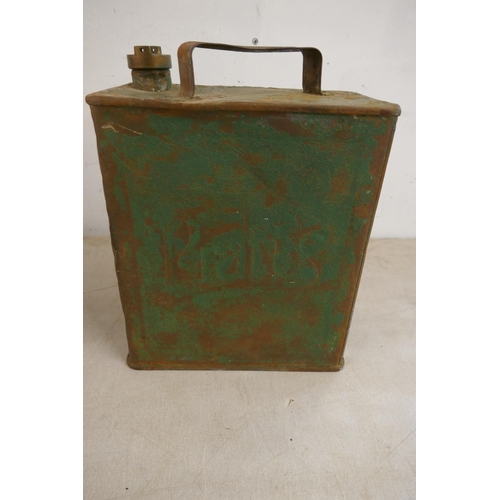 2355 - 3 Vintage petrol tanks all with brass caps including Esso (repainted), Shell Motor Spirits and Pratt... 